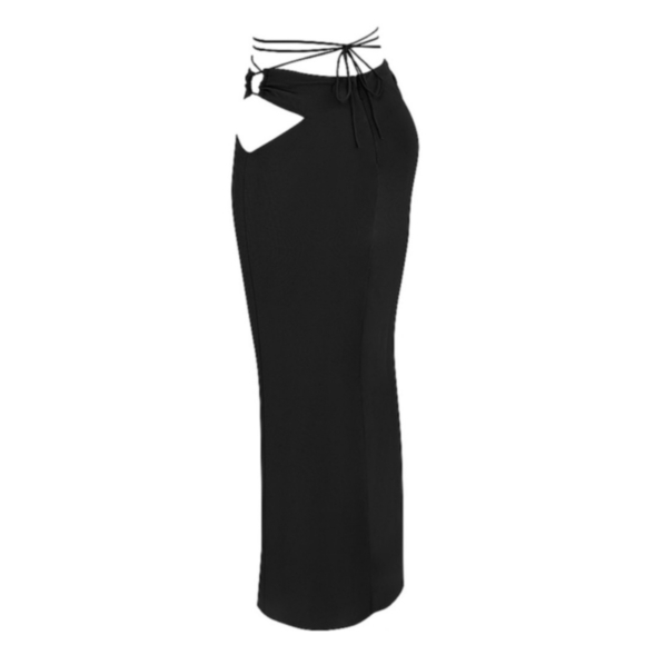 NWT HOUSE OF CB Madeline Maxi Skirt Black L Large - Picture 7 of 9